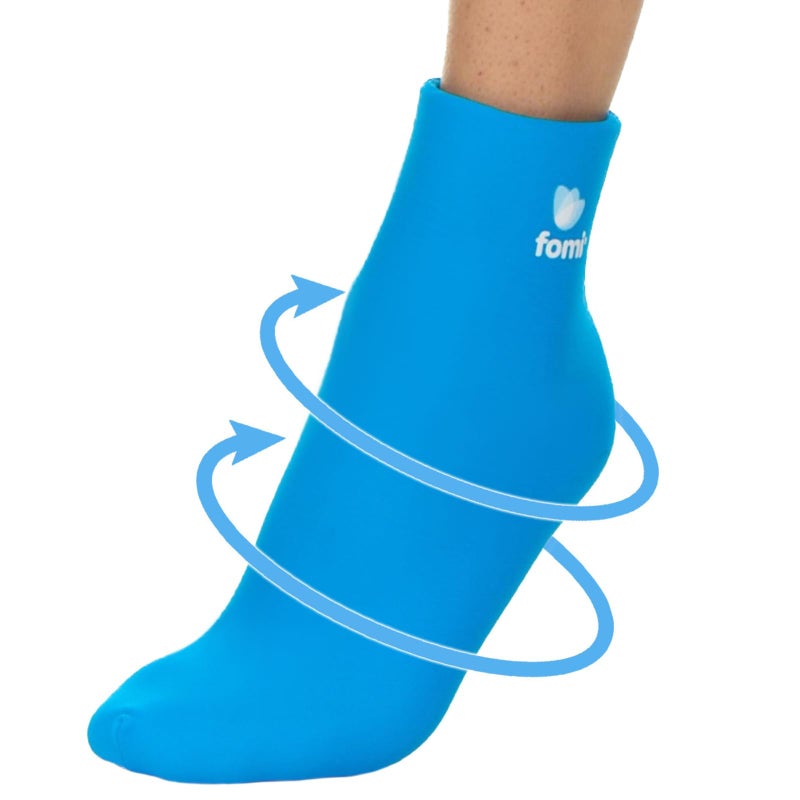 FOMI Hot Cold Full Foot and Ankle Solid Gel Ice Pack Premium Comfort 360 Degree Cooling Compression Wrap for Plantar Fasciitis Heel Spurs Achilles Tendonitis Sore Feet Gout One Size Blue